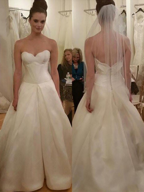 Glamorous Sleeveless Court Train Sweetheart Taffeta Puffy Wedding Dresses | Bridal Gowns On Sale