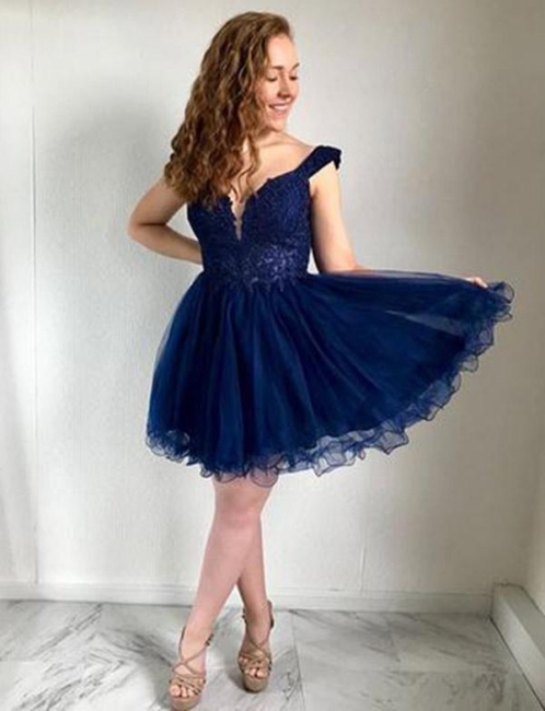 Modern Lace Straps Soft Tulle Flattering Short Elegant Prom Dress Online | Suzhoudress UK
