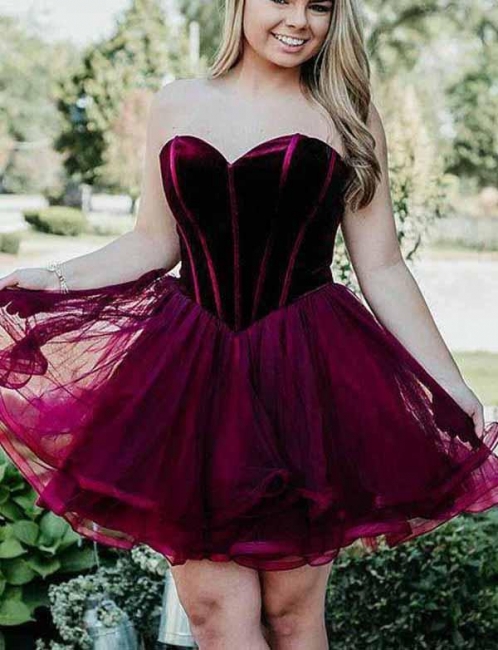 Unique Flattering A-line Different Sweetheart Elegant Lace-up Tulle Short Prom Dress UK on sale