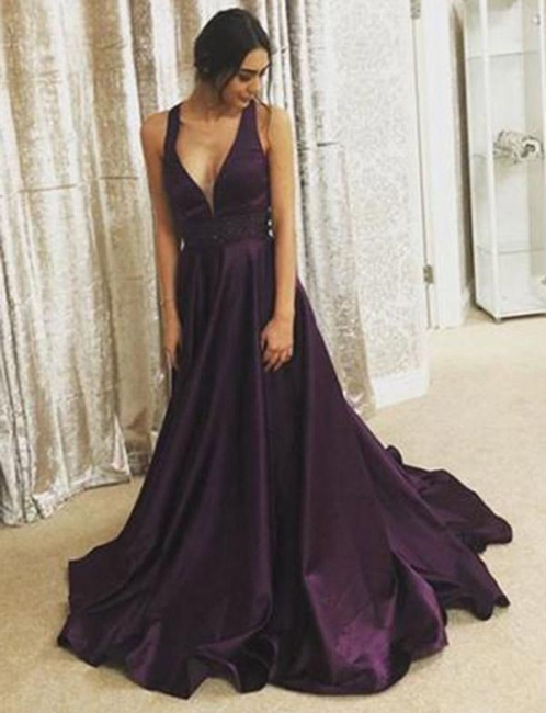 Stunning Chiffon Flattering Trendy V-neck Sleeveless Long-Length Elegant Prom Dress Online | Suzhoudress UK
