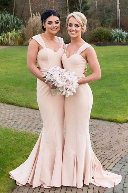 Elegant Simple Mermaid Bridesmaid Dress  Straps Wedding Party Dresses BA7464