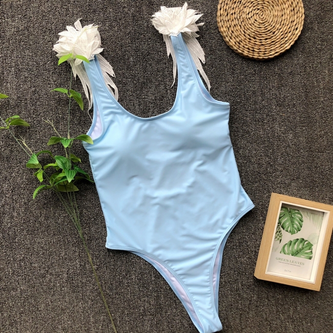 Modern Women One-piece Swimsuit Solid High Cut Swimwear | Wing Bathing Suit