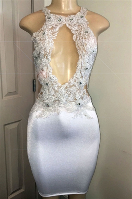 Elegant Crystal Halter Summer Sleeveless Applique Trendy Backless Short Prom Dress | Suzhou UK Online Shop