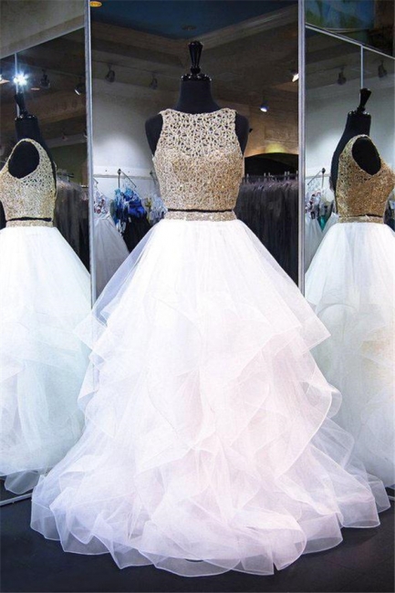 Lace Ruffle Ribbon Prom Dresses | Tulle  Sleeveless Evening Dresses