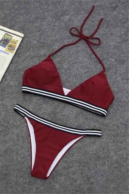 Triangle Pads Halter Two-piece Bikini Swimsuits