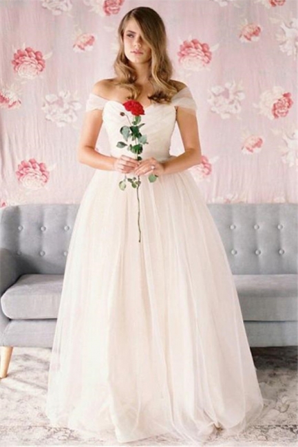 Glamorous Off-The-Shoulder Prom Dresses | Ruffle Tulle Sleeveless Evening Dresses