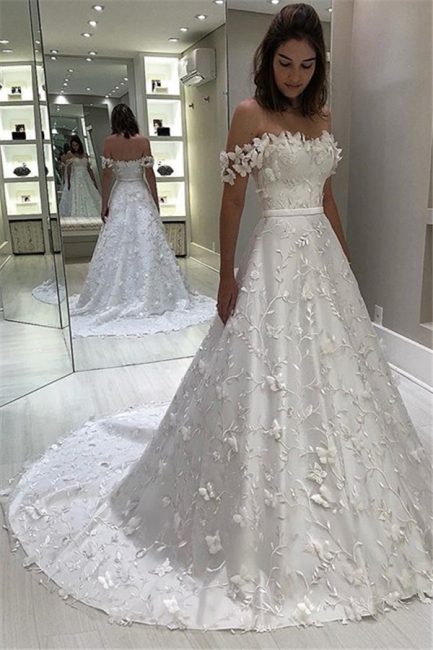 Chic Off-The-Shoulder Strapless Applique Ball-Gown Wedding Dress | Bridal Gowns Online