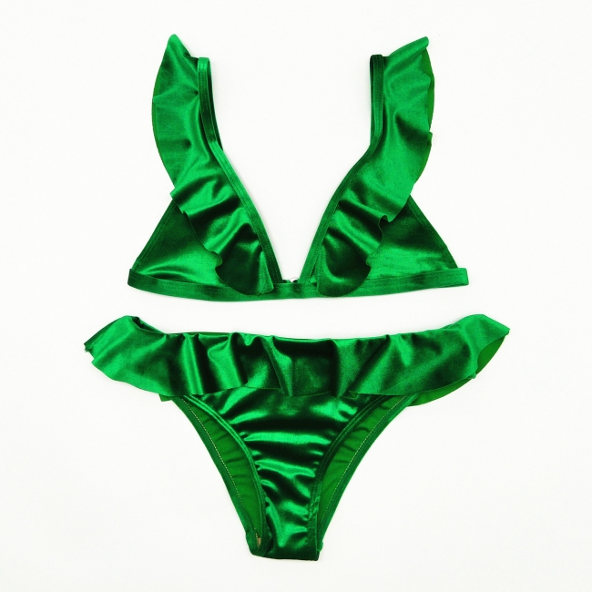 Silky Sexy V-Neck Draped Two-piece Bikini Sets