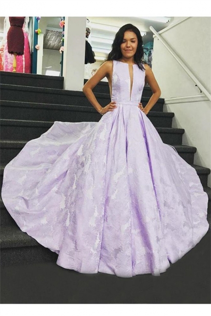 Glamorous Lace Jewel Prom Dresses | Ruffles Keyhole Sleeveless Evening Dresses