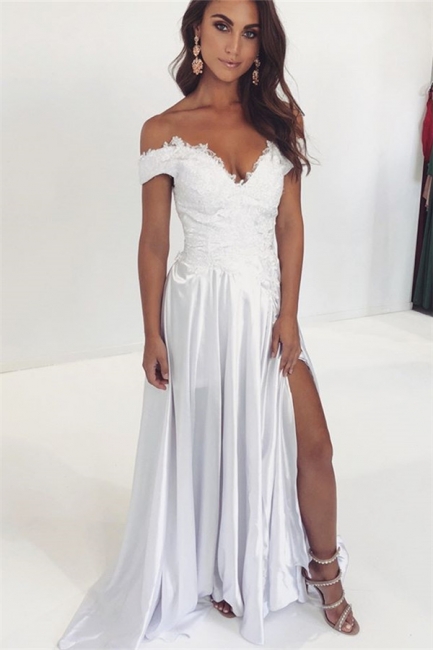 Stunning A-line Off-the-Shoulder Lace Wedding Dresses Sleeveless Appliques Ruffles Bridal Gowns On Sale