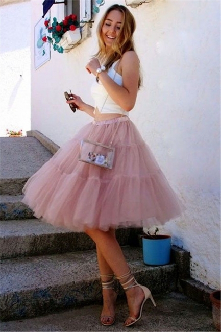 Sttlish Two-Pieces Tulle Sleeveless Homecoming Dress