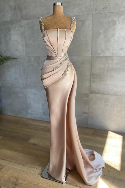 Sexy Satin Silk Mermaid Prom Dress with Deep Side Slit