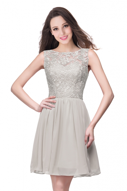 New A-line Chiffon Lace Zipper Short Homecoming Dress