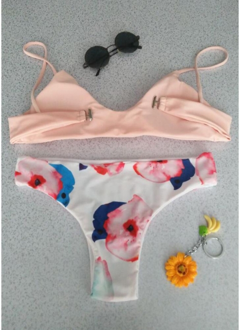 Modern Women Color Block Bikini Set Backless Push Up Swimsuit Swimwear Bathing Suit