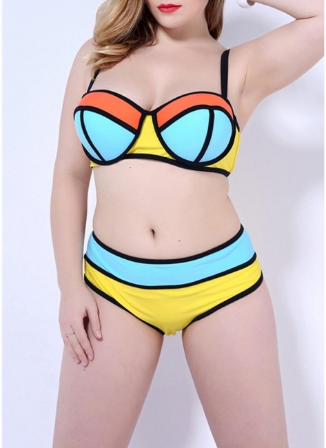 Women Big Bikini Set UK Color Block Tank Top Bathing Suit UK Bathing Suit UK