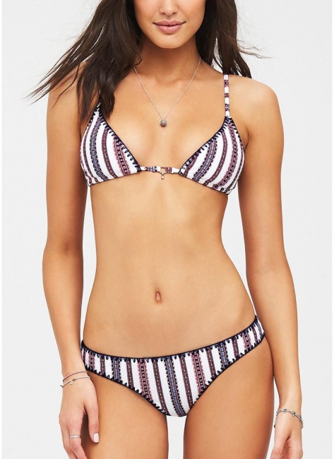 Womens Bikini Swimsuits Striped Print Triangle Cups Tank tops
