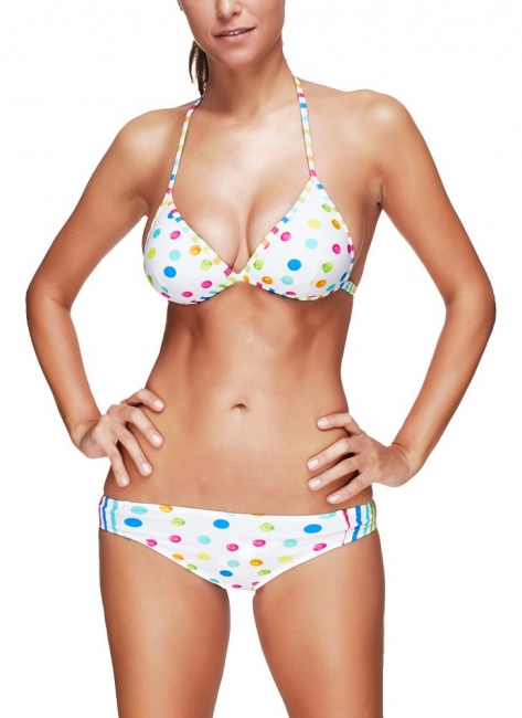 Women Bikini Set UK Polka dots Striped Print Punge V Neck Hater Padded Wireless Tank Top Bathing Suit UK