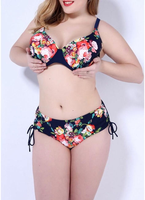2xl Femmes Plus Size Floral Bikini Set Maillot de bain Underwire Bandage Maillots de bain maillot de bain