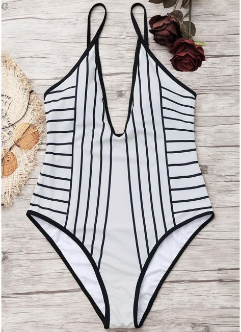 Womens One Piece Swimsuit High Cut Sexy Open Back Bathing Suit Playsuit Jumpsuit Rompers