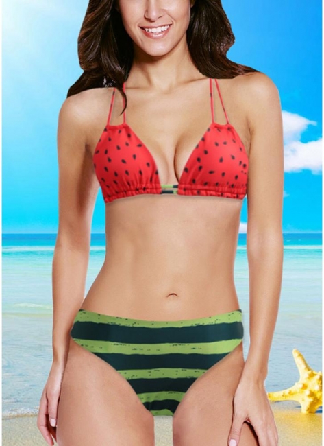 Hot Halter Watermelon Print Padded Wireless Women's Bikini UK