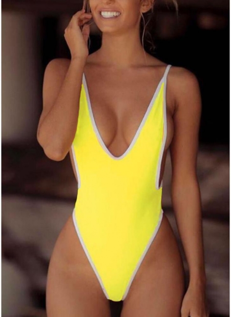 Women One-piece Bathing Suit UK Solid High Cut Thong Monokini Swimsuits UK Bathing Suit UK