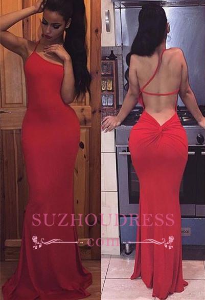Bodycon Long Spaghetti-Strap Sexy Sleeveless Red Prom Dress BA3794