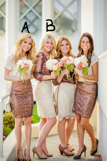 Popular Stitching Bridesmaid Dresses with Lace Sequined for Wedding and Prom