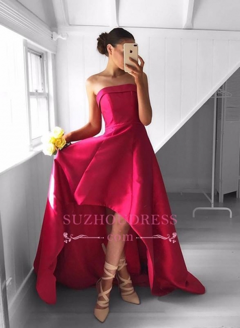 Sleeveless Hi-Lo Strapless Evening Gowns Sweep Train Newest  Prom Dress