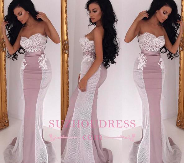 Lace Sweep Train Sleeveless Sweetheart Evening Gowns  Sexy Mermaid Bridesmaid Dress