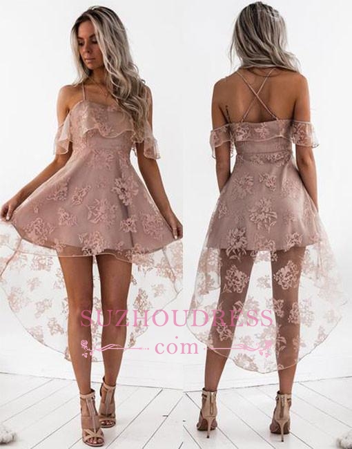 New Arrival Sexy Lace Cute A-line Short Hight-low Homecoming Dress BA7000