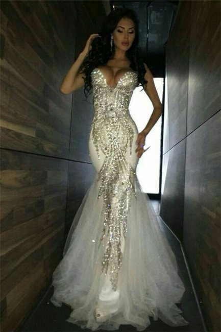 Sweetheart Neckline Prom Dresses  | Crystal Mermaid Evening Dresses Online BA5446