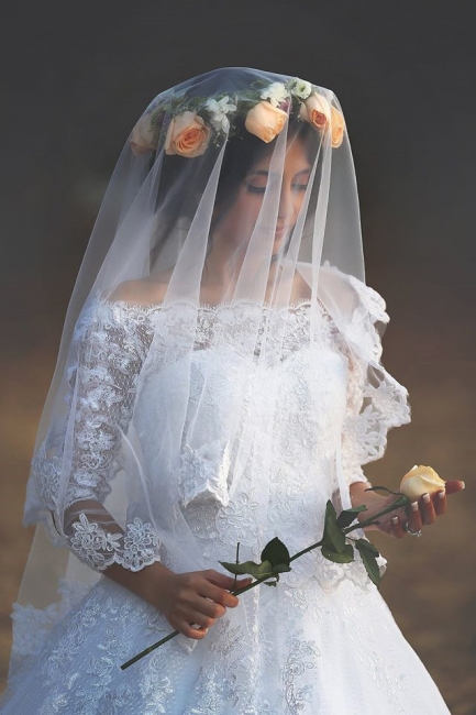 Vintage Bateau Half Sleeve Lace Wedding Dress Latest Custom Made Sweep Train Bridal Gown MH051
