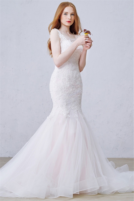 Latest White Mermaid Lace Wedding Dress Elegant Court Train Plus Size Bridal Gowns