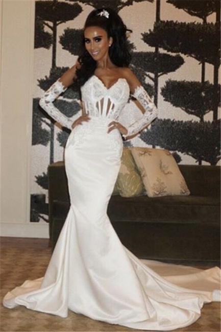 Glamorous Wholesale Sweetheart Lace-Up Wedding Dresses Fit and Flare Satin Bridal Gowns Online