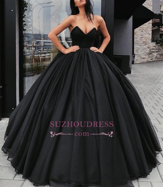 Black Sweetheart Ball-Gown Evening Dresses  | Sleeveless Prom Dresses CD0117