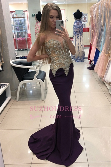 Sexy Sleeveless Appliques Prom Dresses  | Mermaid Evening Dresses with Beadings