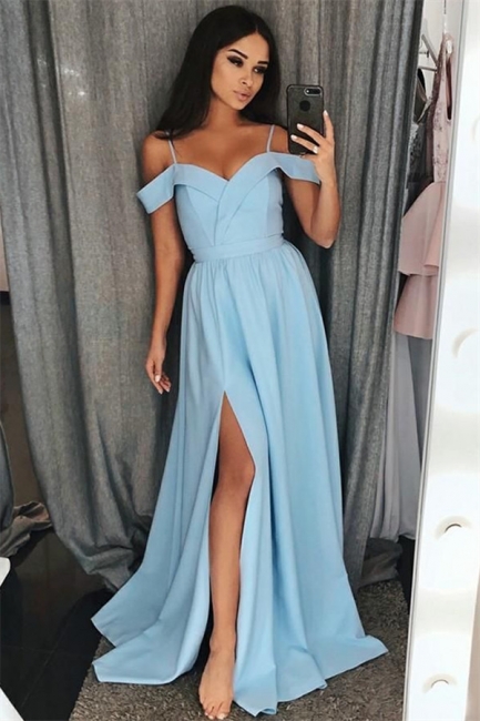Amazing  Prom Dresses 2019 | Side Slit Spaghetti Straps Sexy Formal Dresses