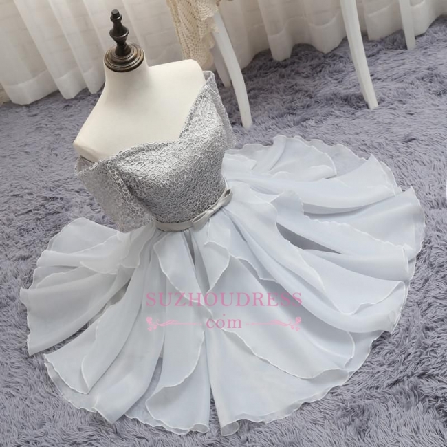 Short A-Line Lace Off-the-Shoulder Bowknot Homecoming Dress