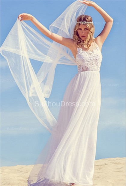 Latest Chiffon Cheap Summer Wedding Dresses Floor Length