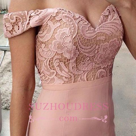 Sheath Lace Off-the-shoulder Long Prom Dress  Floor Length Sexy  Evening Dresses BA3513