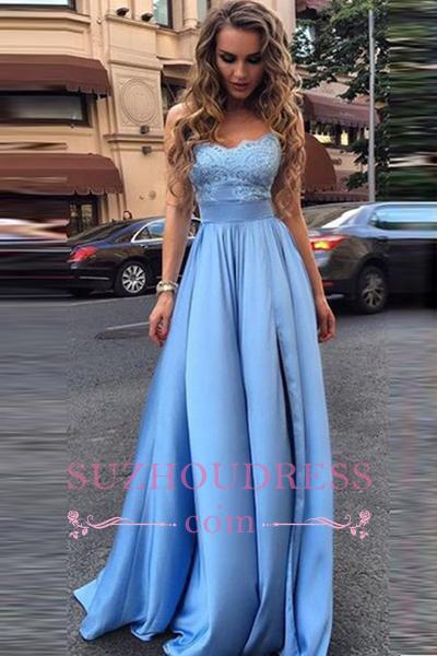 Sleeveless Glamorous Formal Dress  A-Line  Lace Strapless Prom Dresses