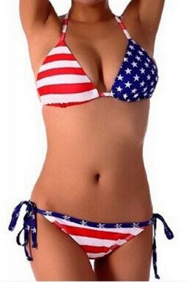 Printed American Flag Two-pieces Bikini set_1