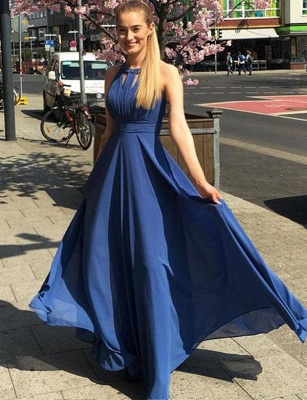 Luxury Flattering Jewel Sleeveless Chiffon Long-Length Elegant Prom Dress Online | Suzhoudress UK_1