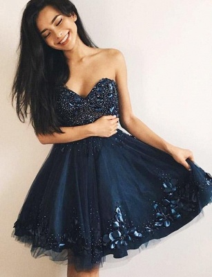 Tulle Flattering A-line Sparkly Beaded Different Sweetheart Short Homecoming Dress_1