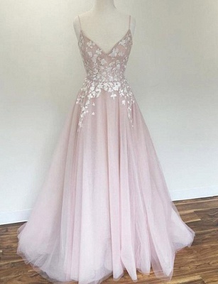 Luxury Flattering with Lace Appliques Spaghetti Straps Long-Length Elegant Prom Dress Online | Suzhoudress UK_1