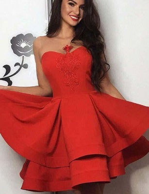 Fashion Different Sweetheart Flattering A-line Appliques Sleeveless Short Prom Dress UK on sale_1