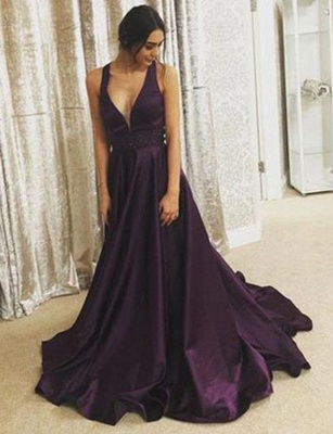 Stunning Chiffon Flattering Trendy V-neck Sleeveless Long-Length Elegant Prom Dress Online | Suzhoudress UK_1