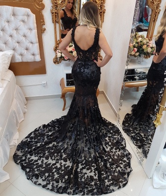 Glamour Straps Sexy Trumpet/Mermaid Appliques Sweep Train Online Prom Dress Sale | Suzhoudress UK_3