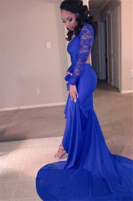 Gorgeous Round Neck Long Sleeves Sexy Trumpet/Mermaid Online Prom Dress Sale | Suzhoudress UK_3