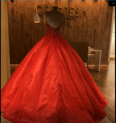 Red Straps Summer Ball Gown Appliques Open Back Prom Dress UKes UK with Beading_5